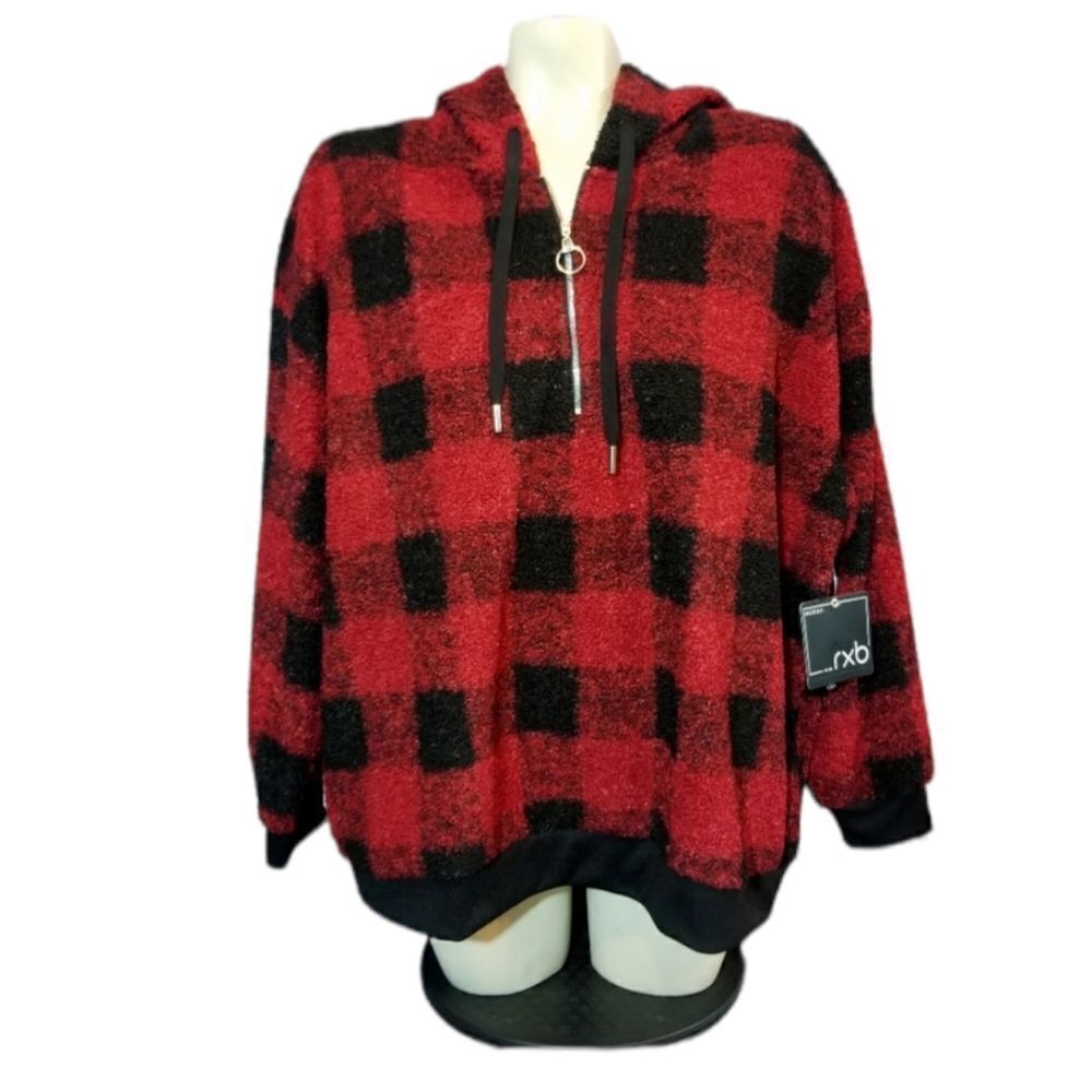 RXB Woman Red Buffalo Plaid Hoodie Size 2X